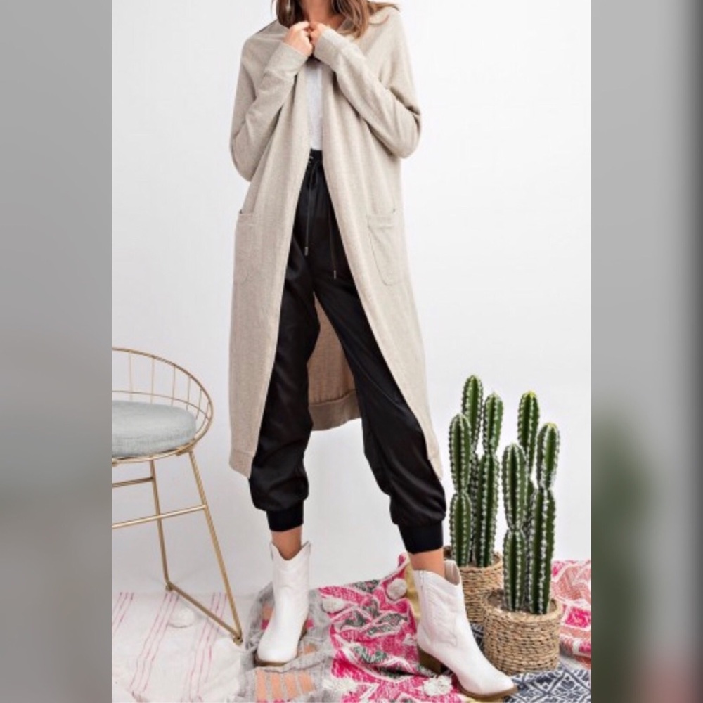 Boho Style Brushed Knit Duster Cardigan - Picture 6 of 7